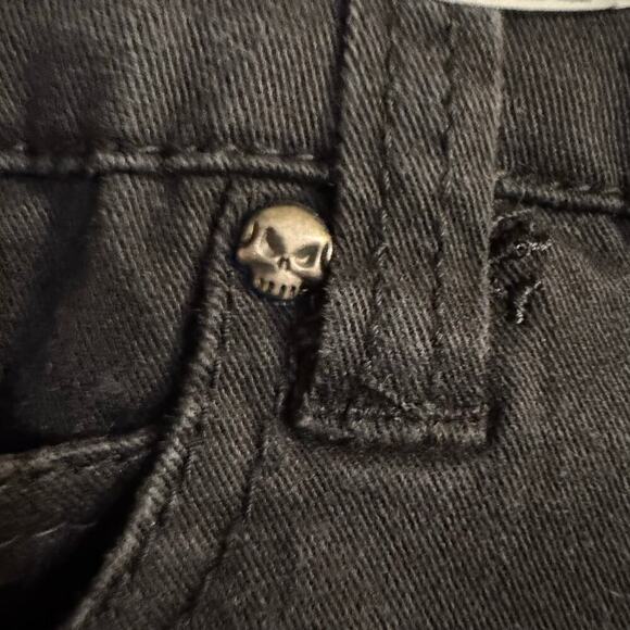 TRIPP NYC BLACK SKULL EMBROIDERED PANTS SKINNY JEAN EMO PUNK ROCKER GOTH size 20 - Picture 11 of 11